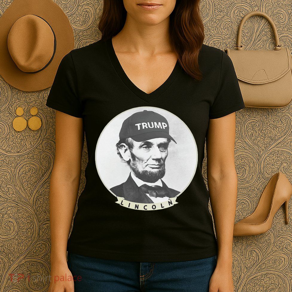 Lincoln Wearing Trump Hat Funny Abe Merica Abraham Women's V-Neck T-Shirt
