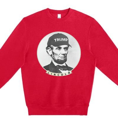 Lincoln Wearing Trump Hat Funny Abe Merica Abraham Premium Crewneck Sweatshirt