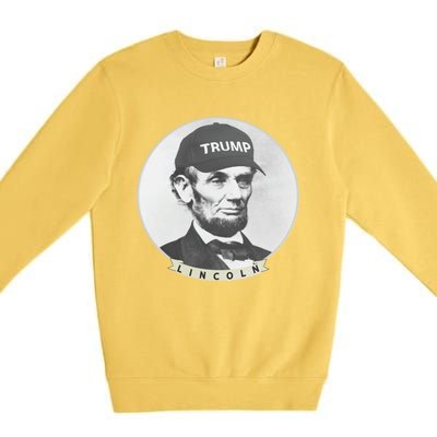 Lincoln Wearing Trump Hat Funny Abe Merica Abraham Gift Premium Crewneck Sweatshirt