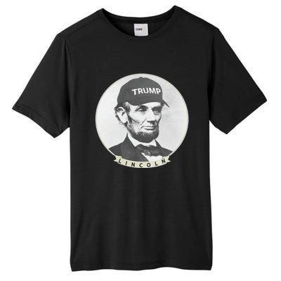 Lincoln Wearing Trump Hat Funny Abe Merica Abraham Gift Tall Fusion ChromaSoft Performance T-Shirt