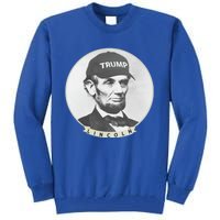 Lincoln Wearing Trump Hat Funny Abe Merica Abraham Gift Tall Sweatshirt