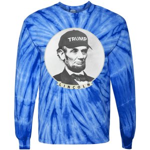 Lincoln Wearing Trump Hat Funny Abe Merica Abraham Gift Tie-Dye Long Sleeve Shirt