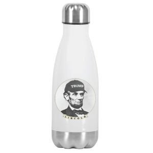 Lincoln Wearing Trump Hat Funny Abe Merica Abraham Gift Stainless Steel Insulated Water Bottle