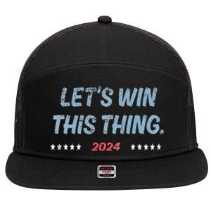 Let’S Win This Thing Tim Walz Kamala 7 Panel Mesh Trucker Snapback Hat