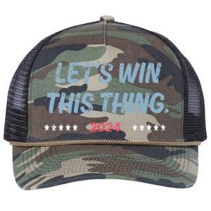 Let’S Win This Thing Tim Walz Kamala Retro Rope Trucker Hat Cap