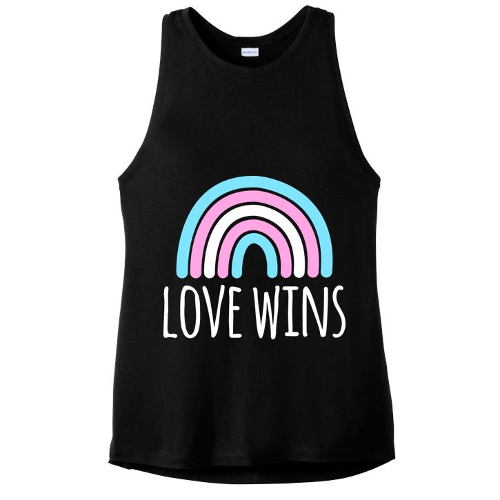 Love Wins Transgender Rainbow Pride Month Ladies PosiCharge Tri-Blend Wicking Tank