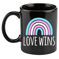 Love Wins Transgender Rainbow Pride Month 11oz C Handle Ceramic Mug