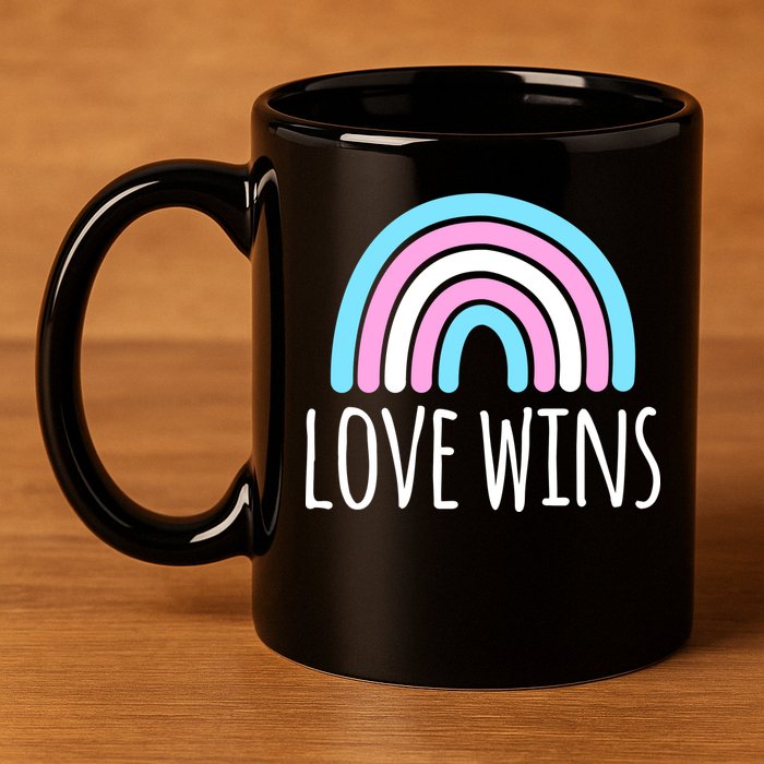 Love Wins Transgender Rainbow Pride Month 11oz C Handle Ceramic Mug