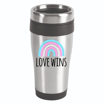 Love Wins Transgender Rainbow Pride Month 16oz Travel Tumbler
