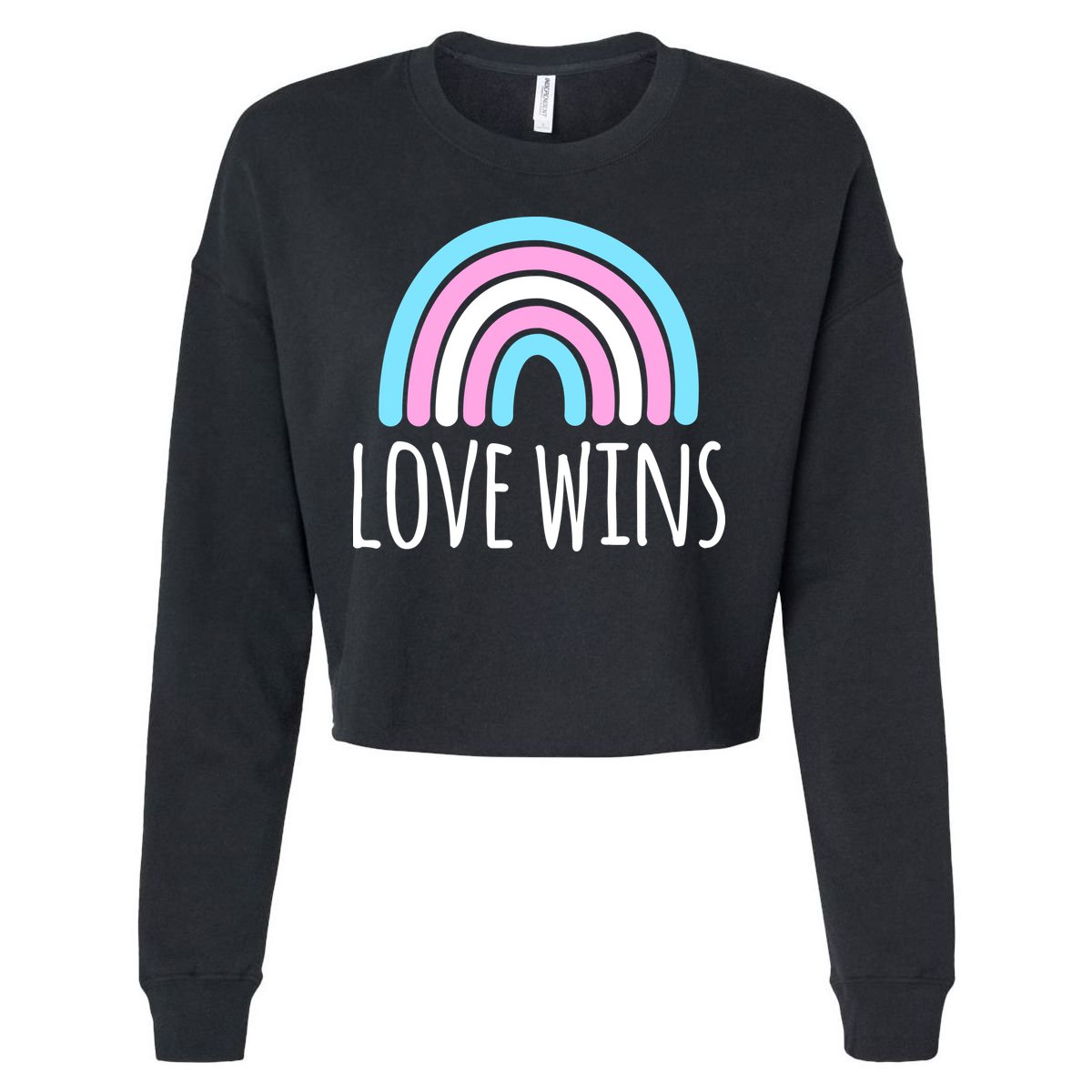 Love Wins Transgender Rainbow Pride Month Cropped Pullover Crew