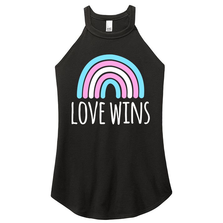 Love Wins Transgender Rainbow Pride Month Women's Perfect Tri Rocker Tank