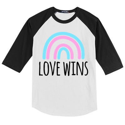 Love Wins Transgender Rainbow Pride Month Kids Colorblock Raglan Jersey