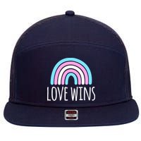 Love Wins Transgender Rainbow Pride Month 7 Panel Mesh Trucker Snapback Hat