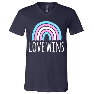Love Wins Transgender Rainbow Pride Month V-Neck T-Shirt