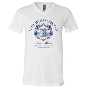 Lady Whistledown Tea House Spilling Tea Since 1813 V-Neck T-Shirt