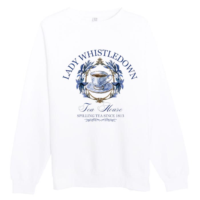 Lady Whistledown Tea House Spilling Tea Since 1813 Premium Crewneck Sweatshirt