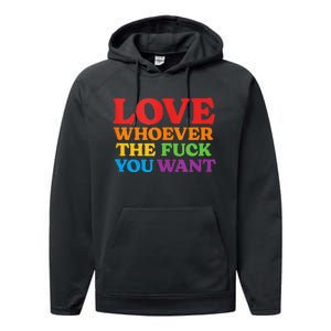 LOVE Whoever the Fuck You Want LGBTQ Rainbow Pride Flag Performance Fleece Hoodie