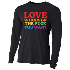 LOVE Whoever the Fuck You Want LGBTQ Rainbow Pride Flag Cooling Performance Long Sleeve Crew