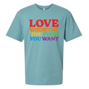 LOVE Whoever the Fuck You Want LGBTQ Rainbow Pride Flag Sueded Cloud Jersey T-Shirt