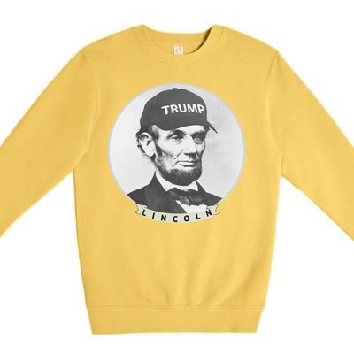 Lincoln Wearing Trump Hat Funny Abe Merica Abraham Gift Premium Crewneck Sweatshirt