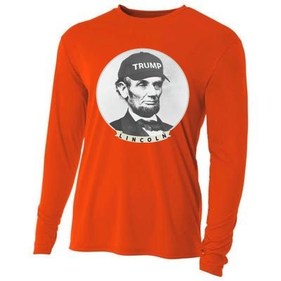 Lincoln Wearing Trump Hat Funny Abe Merica Abraham Gift Cooling Performance Long Sleeve Crew