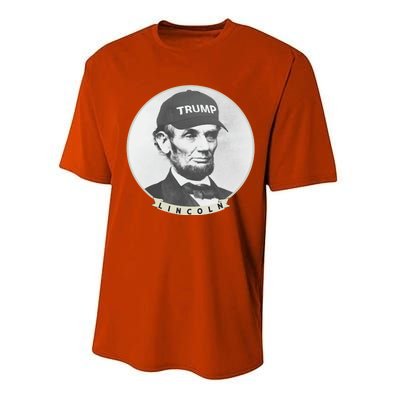 Lincoln Wearing Trump Hat Funny Abe Merica Abraham Gift Performance Sprint T-Shirt