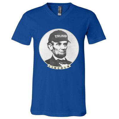 Lincoln Wearing Trump Hat Funny Abe Merica Abraham Gift V-Neck T-Shirt