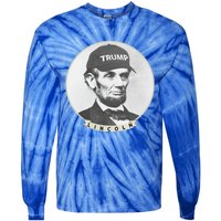 Lincoln Wearing Trump Hat Funny Abe Merica Abraham Gift Tie-Dye Long Sleeve Shirt