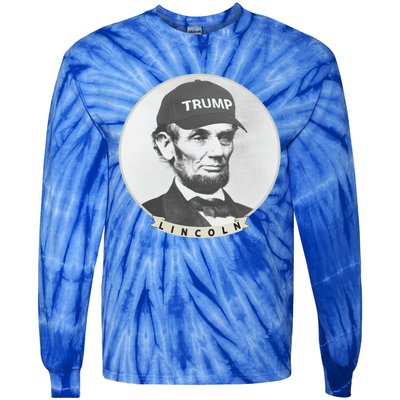 Lincoln Wearing Trump Hat Funny Abe Merica Abraham Gift Tie-Dye Long Sleeve Shirt