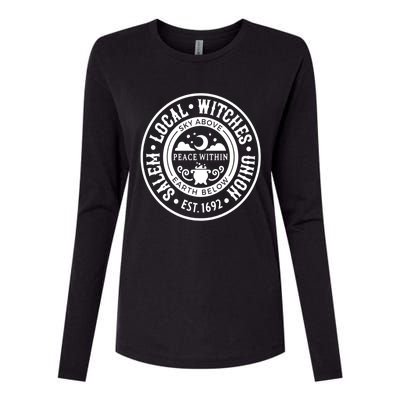 Local Witch Union Salem Retro Halloween Spooky Season Cool Gift Womens Cotton Relaxed Long Sleeve T-Shirt