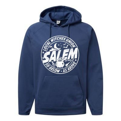 Local Witches Union Salem Est 1692 Halloween Costumes Meaningful Gift Performance Fleece Hoodie