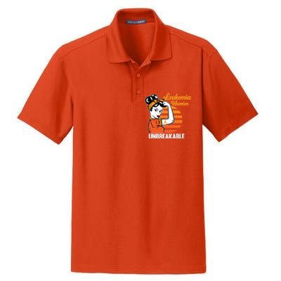 Leukemia Warrior Unbreakable Awareness Orange Ribbon Graphic Great Gift Dry Zone Grid Polo