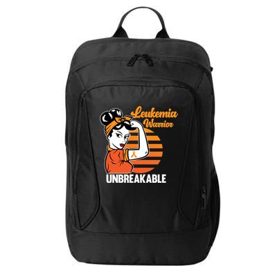 Leukemia Warrior Unbreakable Awareness Orange Ribbon Graphic Great Gift City Backpack