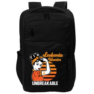 Leukemia Warrior Unbreakable Awareness Orange Ribbon Graphic Great Gift Impact Tech Backpack