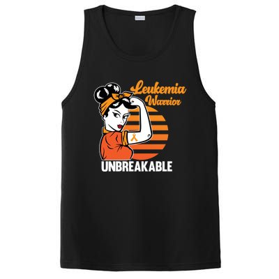 Leukemia Warrior Unbreakable Awareness Orange Ribbon Graphic Great Gift PosiCharge Competitor Tank