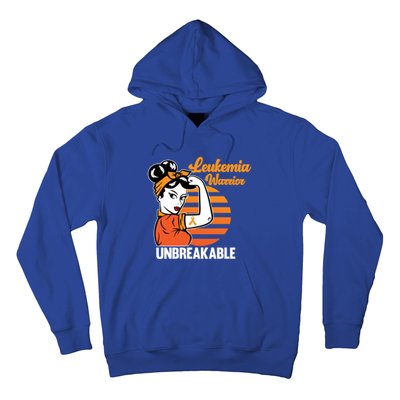 Leukemia Warrior Unbreakable Awareness Orange Ribbon Graphic Great Gift Hoodie