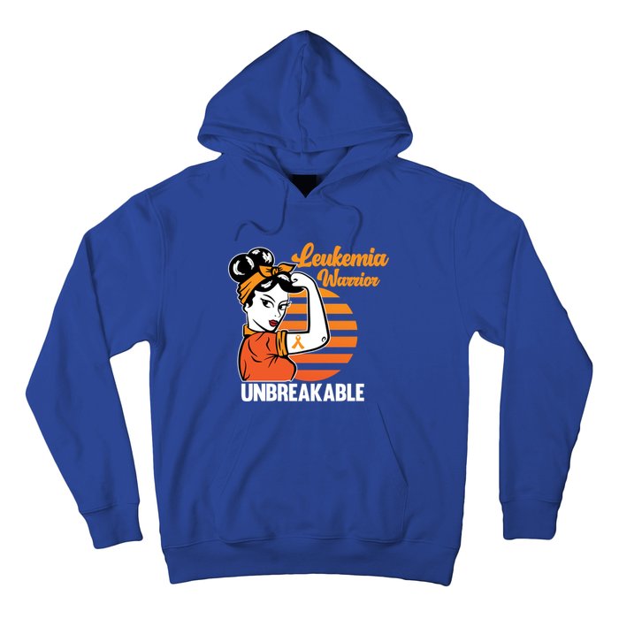 Leukemia Warrior Unbreakable Awareness Orange Ribbon Graphic Great Gift Hoodie