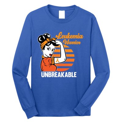 Leukemia Warrior Unbreakable Awareness Orange Ribbon Graphic Great Gift Long Sleeve Shirt