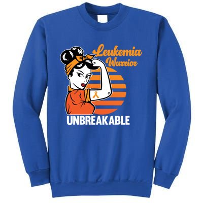 Leukemia Warrior Unbreakable Awareness Orange Ribbon Graphic Great Gift Sweatshirt