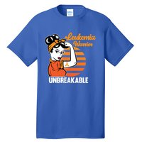 Leukemia Warrior Unbreakable Awareness Orange Ribbon Graphic Great Gift Tall T-Shirt