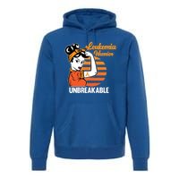 Leukemia Warrior Unbreakable Awareness Orange Ribbon Graphic Great Gift Premium Hoodie