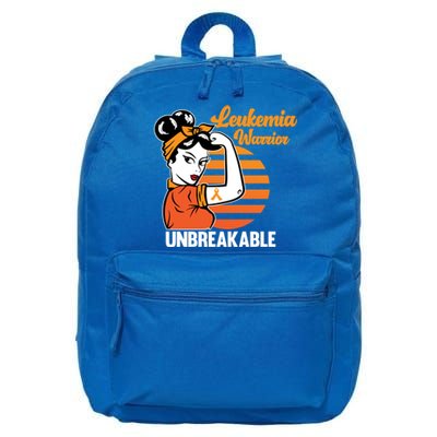 Leukemia Warrior Unbreakable Awareness Orange Ribbon Graphic Great Gift 16 in Basic Backpack