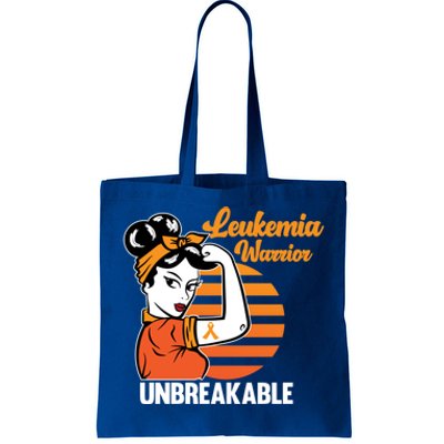 Leukemia Warrior Unbreakable Awareness Orange Ribbon Graphic Great Gift Tote Bag