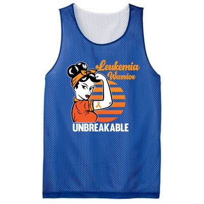 Leukemia Warrior Unbreakable Awareness Orange Ribbon Graphic Great Gift Mesh Reversible Basketball Jersey Tank