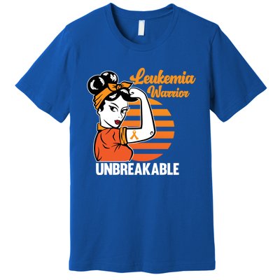 Leukemia Warrior Unbreakable Awareness Orange Ribbon Graphic Great Gift Premium T-Shirt