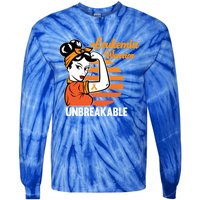 Leukemia Warrior Unbreakable Awareness Orange Ribbon Graphic Great Gift Tie-Dye Long Sleeve Shirt