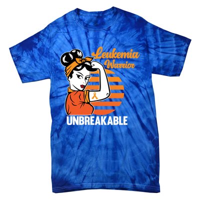 Leukemia Warrior Unbreakable Awareness Orange Ribbon Graphic Great Gift Tie-Dye T-Shirt