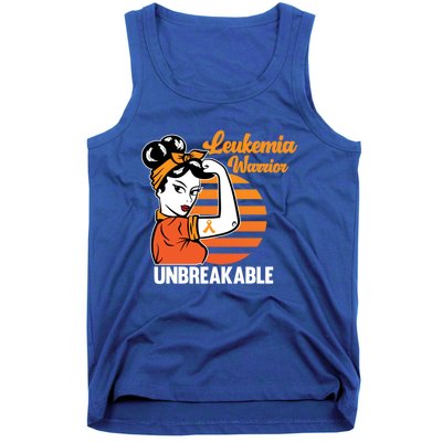 Leukemia Warrior Unbreakable Awareness Orange Ribbon Graphic Great Gift Tank Top