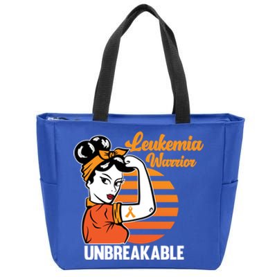 Leukemia Warrior Unbreakable Awareness Orange Ribbon Graphic Great Gift Zip Tote Bag