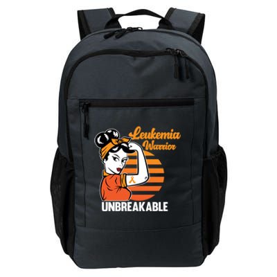 Leukemia Warrior Unbreakable Awareness Orange Ribbon Graphic Great Gift Daily Commute Backpack